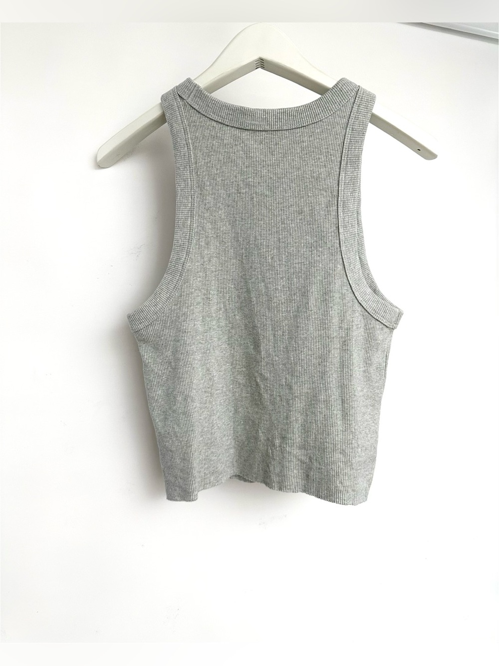 Aerie Gray Ribbed Tank crop - Picture 3 of 7
